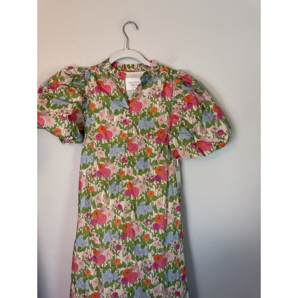 Hyacinth House Tuckernuck Louisa Midi Dress Green Begonia Floral Cotton XXS NWT - Picture 8 of 16